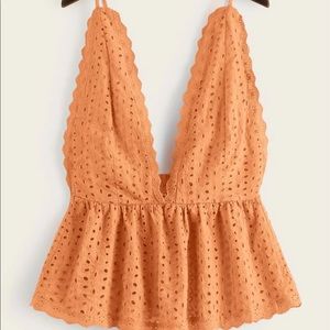 Orange low cut shirt